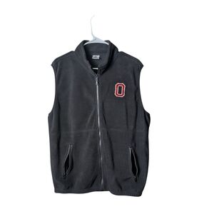 Ohio State OSU Soft Black Fleece Vest Red Logo Zipper Colorado Clothing EUC